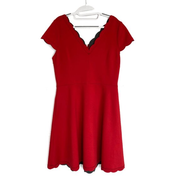 Betsey Johnson Scalloped Fit Flare Scuba Dress - Picture 1 of 8